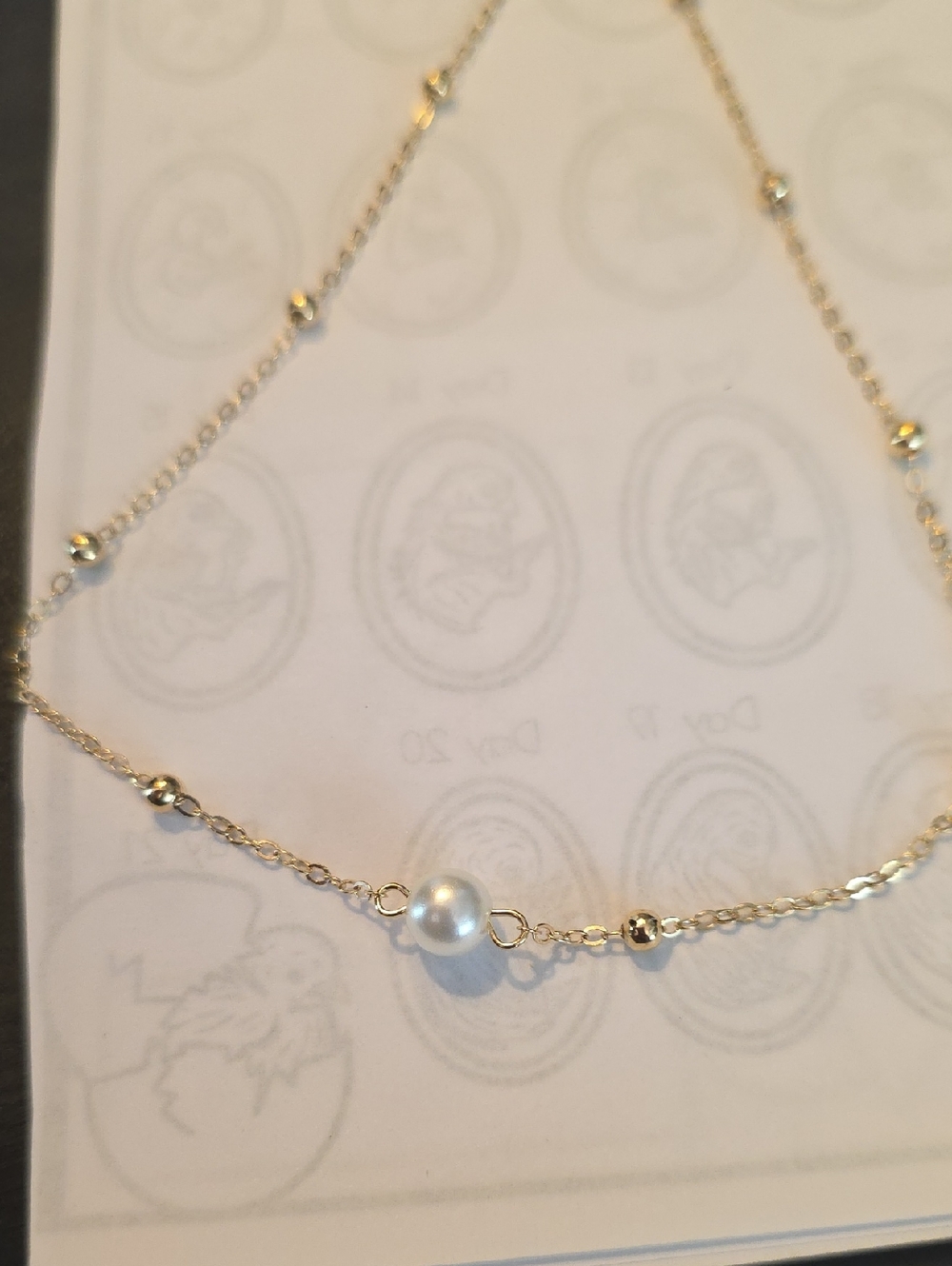 Gold Pearl Station Necklace - Women Jewelry - Picture 8 of 8
